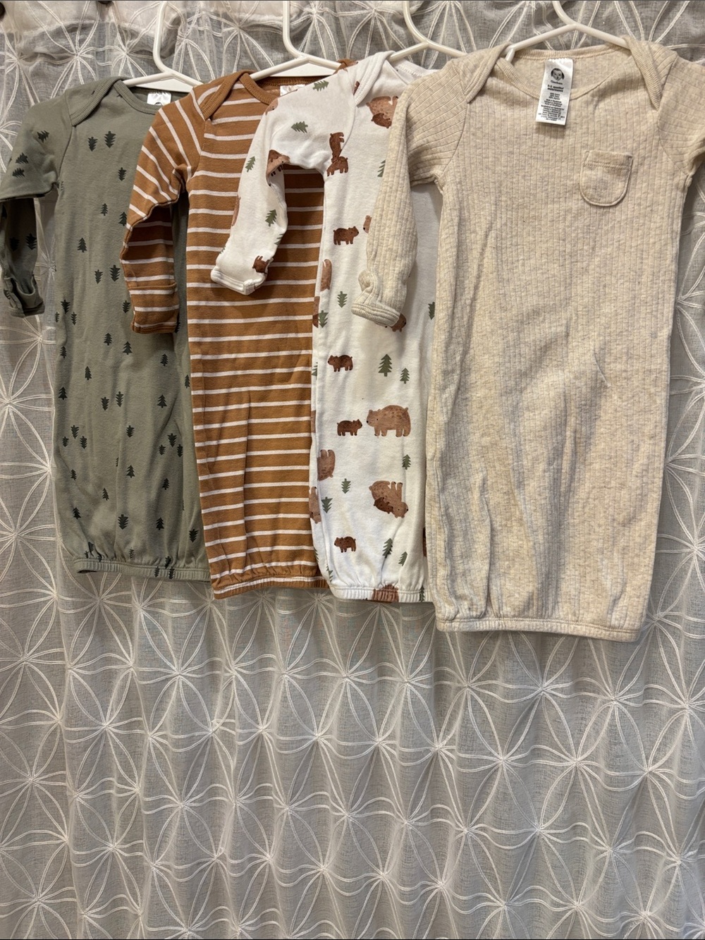 Gerber Neutral Beige Ribbed Baby Gowns